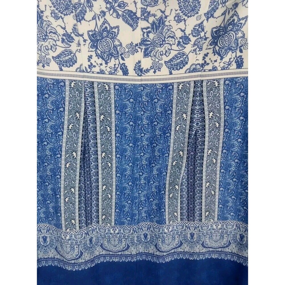 Madison Leigh Dress Sz 8 Blue Floral Cap Sleeves Zip Cotton - Picture 7 of 11